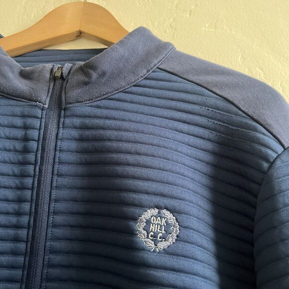 Under Armour Men’s Loose Mock Neck Sweater Size Large 3/4 Zip Ribbed Navy Logo - Picture 4 of 10